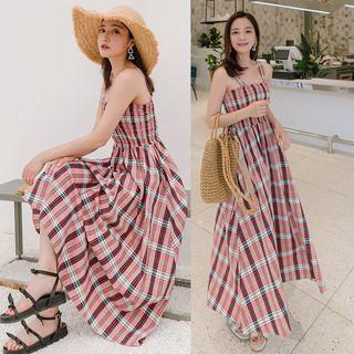 Strappy Plaid Maxi Dress