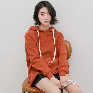 Plain Kangaroo Pocket Hoodie Brick Red - One Size