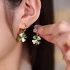 Clover Drop Earring 1 Pair - Gold & Green - One Size