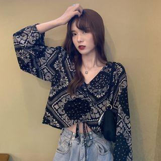 Paisley Print Cropped Blouse