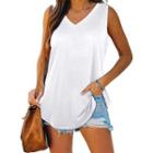 Sleeveless V-neck Loose-fit Top