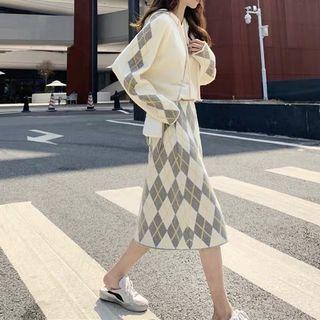 Set: Plaid Panel Hoodie + Plaid Skirt