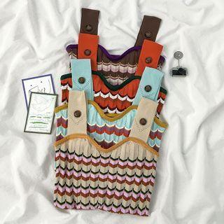 Spaghetti Strap Curve Striped Knit Top