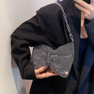 Rhinestone Shoulder Bag Silver - One Size