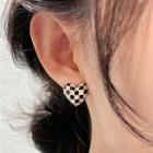 Heart Checker Sterling Silver Earring Eh1136 - 1 Pair - Black & White - One Size