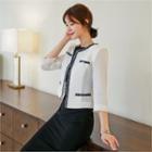 Round-neck Fringe-trim Jacket