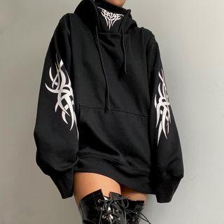 Long Sleeve Printed Loose-fit Hoodie