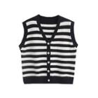 Striped Single-breasted Sweater Vest
