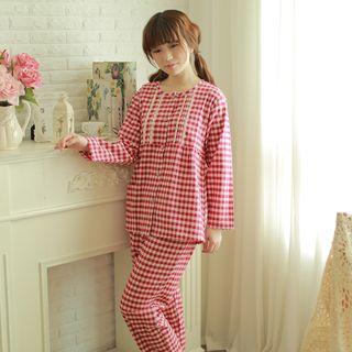 Loungewear Set: Gingham Shirt + Pants