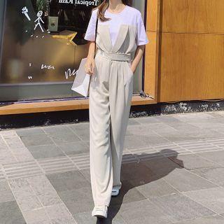 Set: Elbow-sleeve T-shirt + Straight-leg Jumper Pants
