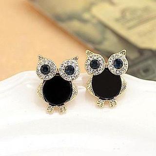 Rhinestone Owl Earrings