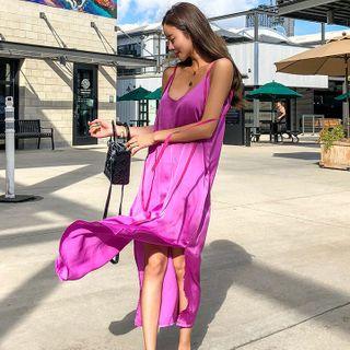 V-neck Slit Midi Sundress