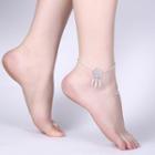 Fashion Hollow Round Feather Anklet Silver - One Size