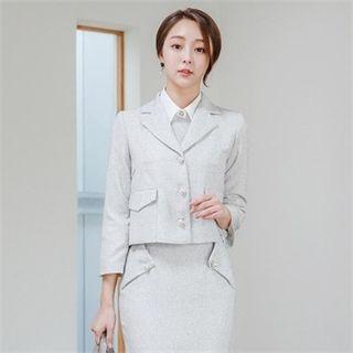 Faux-pearl Button Jacket
