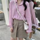 Oversized Shirt / Gingham Mini A-line Skirt