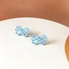 Bow Stud Earring 1 Pair - Ear Studs - Light Blue - One Size