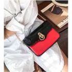 Color Block Patent Chain-strap Shoulder Bag