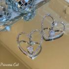 Heart Rhinestone Earring 1 Pair - Heart Rhinestone Earring - Silver - One Size