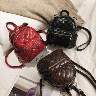 Quilted Patent Mini Backpack