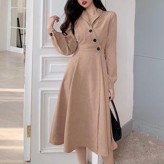 Button-up Long-sleeve A-line Dress