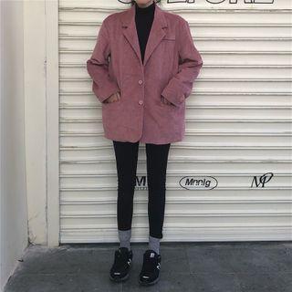 Plain Corduroy Blazer Pink - One Size