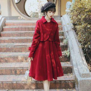 Set: Collared Jacket + Midi A-line Dress