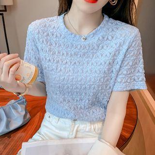 Short-sleeve Crew Neck Lace T-shirt