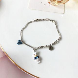 Rabbit Alloy Bracelet 1 Pc - White Rabbit - Silver - One Size
