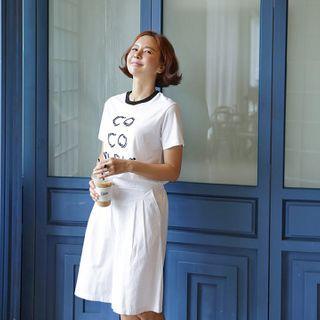 Ringer Letter Print T-shirt