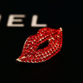 Rhinestone Lip Brooch