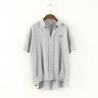 Embroidered V-neck Short-sleeve Shirt