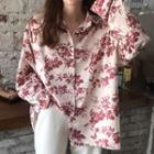 Flower Print Shirt Red - One Size