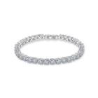 Simple Bright Geometric Round Bead Cubic Zirconia Bracelet 19cm Silver - One Size
