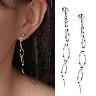 Helical Fringed Earring 1 Pair - With Earring Backs - Silver - One Size