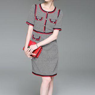 Houndstooth Short Sleeve Dress