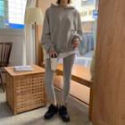 Set: Layered-hem Oversized Hoodie + Leggings