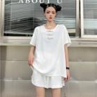 Set: Short-sleeve Frog-buttoned T-shirt + Shorts