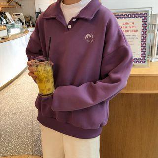 Elephant Embroidered Polo Neck Pullover