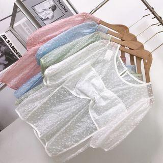 Short-sleeve Polka-dot See-through Top