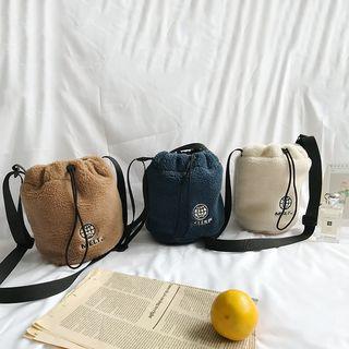 Embroidered Fleece Bucket Bag