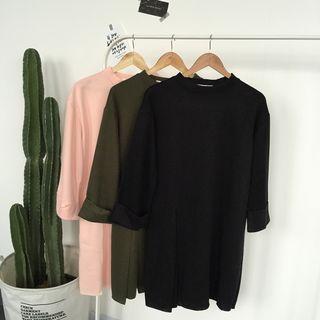 Plain 3/4-sleeve Dress