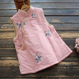Mandarin Collar Embroidered Vest