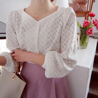 Square-neck Textured Blouse