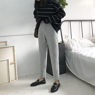 Plain Woolen Cropped Straight-leg Pants