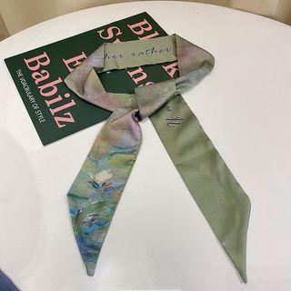 Print Narrow Scarf Hair Tie Green - One Size