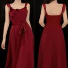 Wide Strap Ruffled Midi A-line Dress