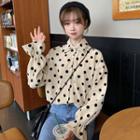Bell-sleeve Dotted Blouse Almond - One Size