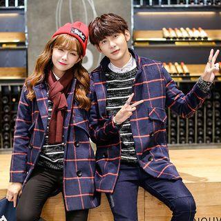 Couple Matching Double-breasted Check Coat