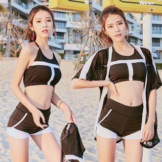Set: Beach Cover-up + Contrast-trim Tankini