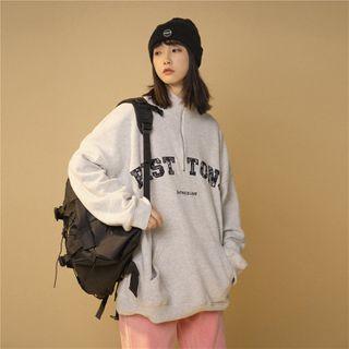 Long Sleeve Polo Neck Lettering Sweatshirt